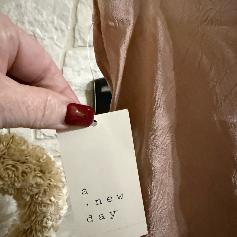 New A New Day Rose Satin Skirt with Lace Accent - Picture 3 of 3
